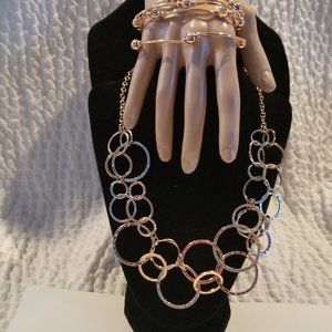 Apt.9  multiple metal Copper, silver necklace and copper bangle bracelets
